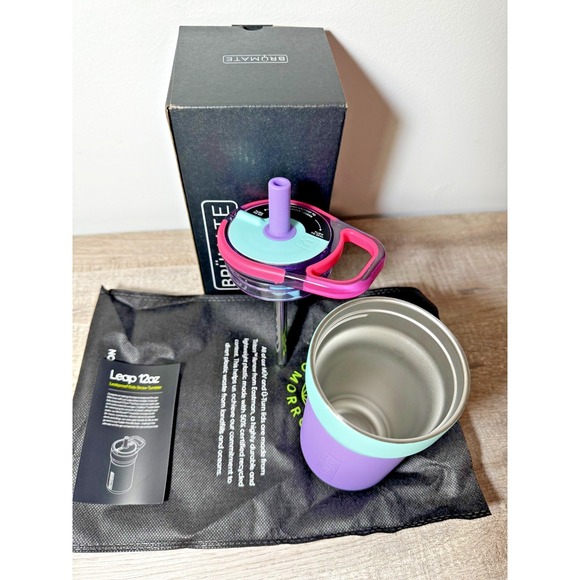 Limited Edition Brumate! Leap Stardust 12oz Kids Leakproof Tumbler Purple Pink - Picture 4 of 9